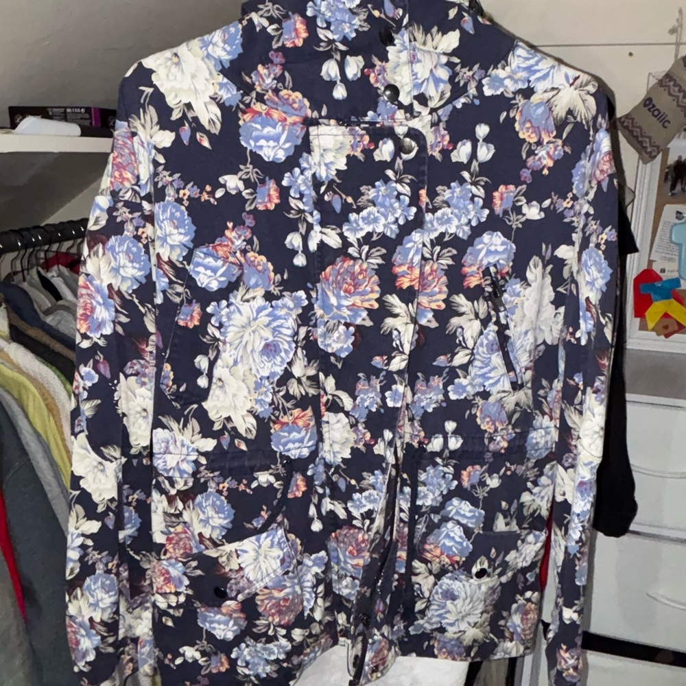Urban Outfitters Floral Jacket - Blue and White